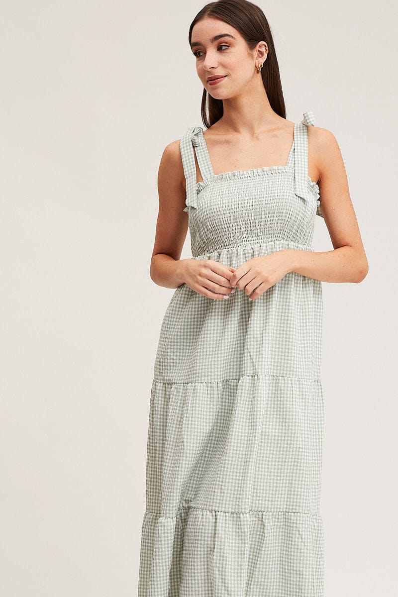 Check Midi Dress Sleeveless