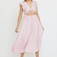 Ditsy Print Maxi Dress Sleeveless V Neck