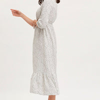 Geo Print Dress Long Sleeve Midi
