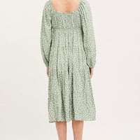 Geo Print Dress Long Sleeve Midi