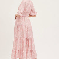 Geo Print Maxi Dress Long Sleeve V Neck