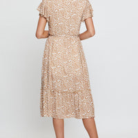 Geo Print Midi Dress Short Sleeve