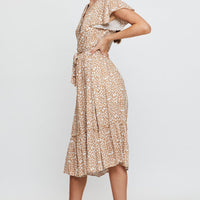 Geo Print Midi Dress Short Sleeve