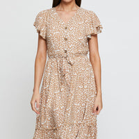 Geo Print Midi Dress Short Sleeve