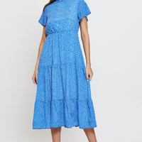 Geo Print Midi Dress Short Sleeve