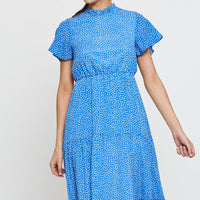 Geo Print Midi Dress Short Sleeve