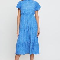 Geo Print Midi Dress Short Sleeve