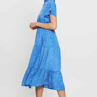 Geo Print Midi Dress Short Sleeve