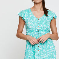 Geo Print Midi Dress Short Sleeve