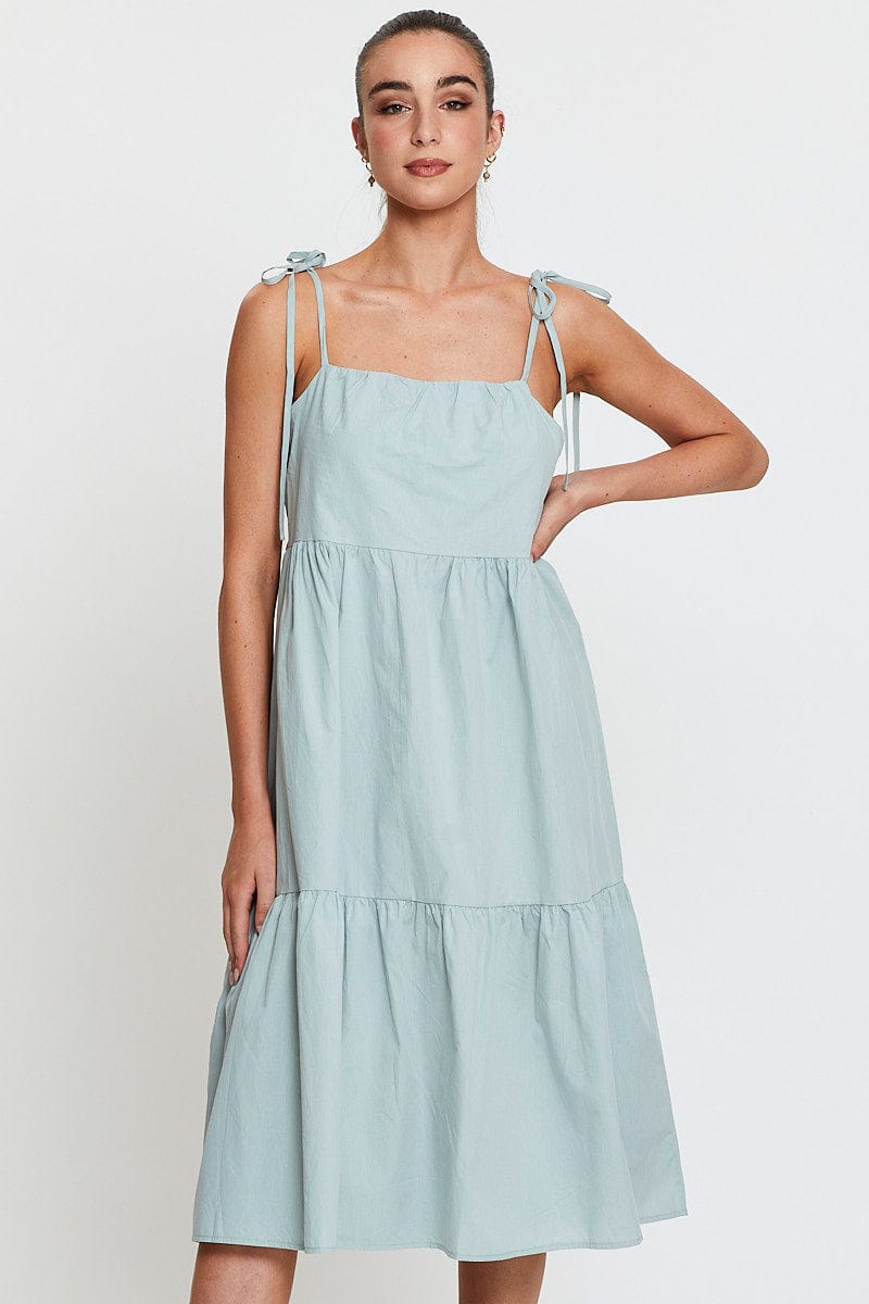 Green A Line Dress Midi