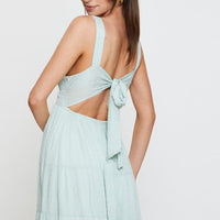 Green Midi Dress Sleeveless V Neck