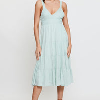Green Midi Dress Sleeveless V Neck