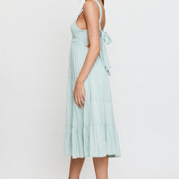 Green Midi Dress Sleeveless V Neck