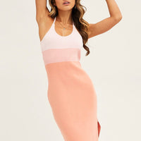 Multi Midi Dress Bodycon Scoop Neck