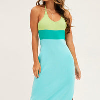 Multi Midi Dress Bodycon Scoop Neck