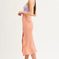 Multi Slip Dress Midi V Neck Colour Block Satin