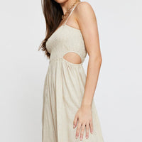 Beige Midi Dress Sleeveless