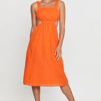 Orange Midi Dress Sleeveless