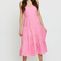 Pink Tiered Dress Midi