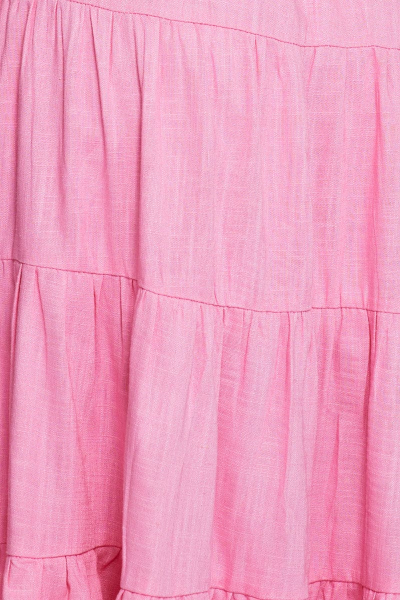 Pink Tiered Dress Midi