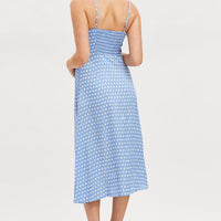 Polka Dot Midi Dress Sleeveless Sweetheart Neckline