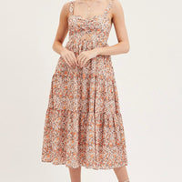 Print Cut Out Midi Dress