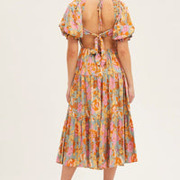 Print Dress Puff Sleeve Maxi