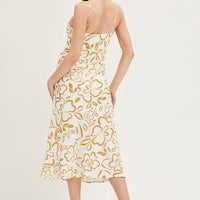Print Linen Slip Midi Dress