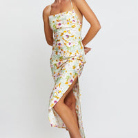 Print Midi Dress Cowl Neck