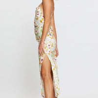 Print Midi Dress Cowl Neck