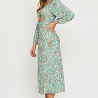 Print Midi Dress Long Sleeve