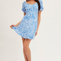 Print Midi Dress Short Sleeve Evening