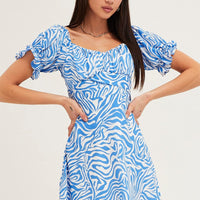 Print Midi Dress Short Sleeve Evening