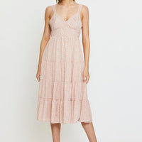 Print Midi Dress Sleeveless V Neck