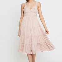 Print Midi Dress Sleeveless V Neck