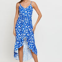 Print Midi Dress Sleeveless V Neck