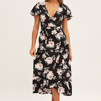 Print Wrap Midi Dress