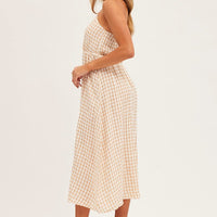 Stripe Check One Shoulder Midi Dress