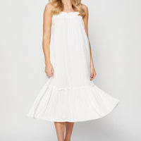 White A Line Dress Sleeveless Midi