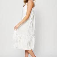 White A Line Dress Sleeveless Midi