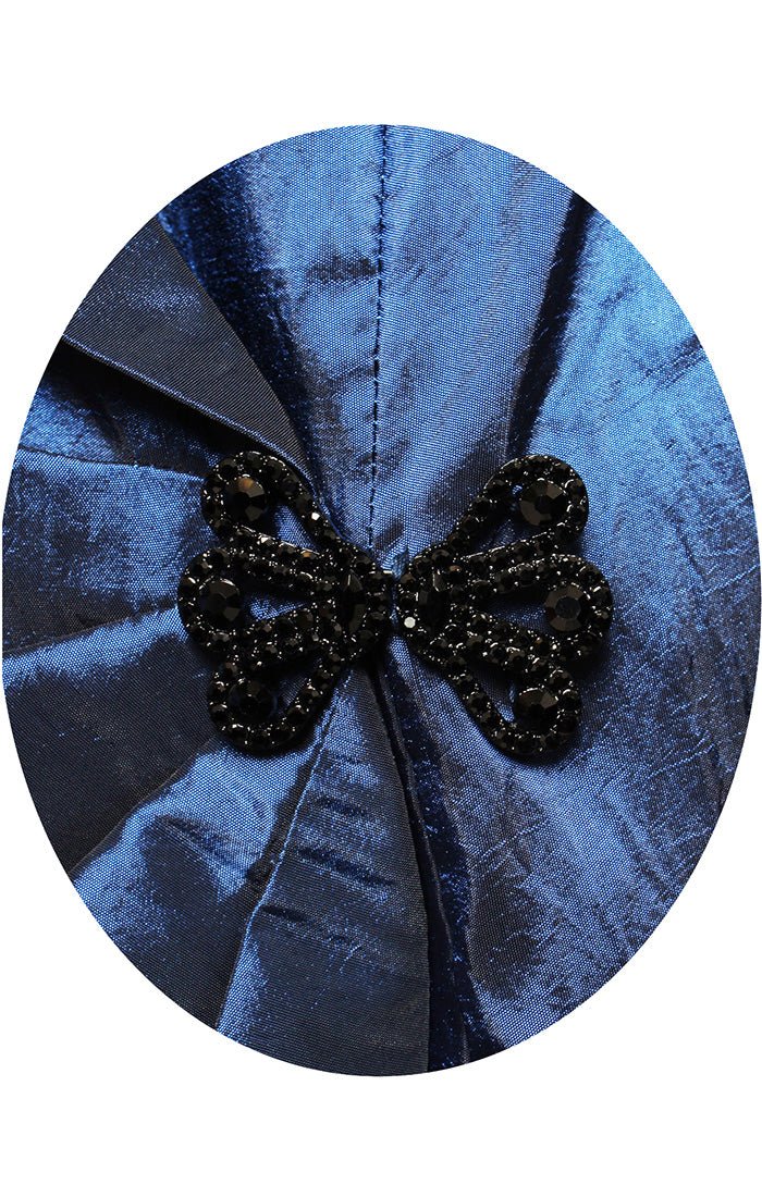 Plus 3/4 Sleeve Taffeta Blouse with Collar and Decorative Side Closure