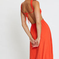 Orange Midi Dress Sleeveless