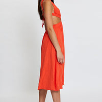 Orange Midi Dress Sleeveless