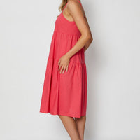 Pink Midi Dress Square Neck