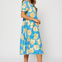 Print Midi Dress Short Sleeve