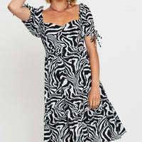 Print Midi Dress Short Sleeve