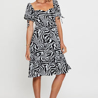 Print Midi Dress Short Sleeve
