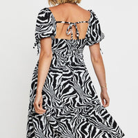 Print Midi Dress Short Sleeve
